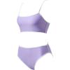 imageSUUKSESS Women High Waisted 2 Piece Bikini Set Cheeky High Cut Bandeau Swimsuit61 Light Purple