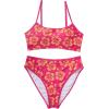 imageSUUKSESS Women High Waisted 2 Piece Bikini Set Cheeky High Cut Bandeau Swimsuit61 Pink Yellow Floral