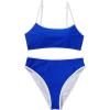 imageSUUKSESS Women High Waisted 2 Piece Bikini Set Cheeky High Cut Bandeau Swimsuit61 Royal Blue