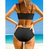 imageSUUKSESS Women High Waisted Bikini Sets Sexy Mesh High Neck Swimsuit 2 Piece73 Black