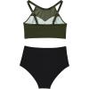 imageSUUKSESS Women High Waisted Bikini Sets Sexy Mesh High Neck Swimsuit 2 PieceBlack Green