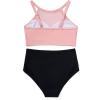 imageSUUKSESS Women High Waisted Bikini Sets Sexy Mesh High Neck Swimsuit 2 PiecePink Black Color Block