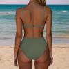 imageSUUKSESS Women High Waisted High Cut Bikini Set Sexy Triangle Two Piece Swimsuits1 Army Green