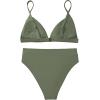 imageSUUKSESS Women High Waisted High Cut Bikini Set Sexy Triangle Two Piece Swimsuits1 Army Green