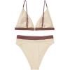 imageSUUKSESS Women High Waisted High Cut Bikini Set Sexy Triangle Two Piece Swimsuits1 Beige Brown