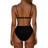 imageSUUKSESS Women High Waisted High Cut Bikini Set Sexy Triangle Two Piece Swimsuits1 Black