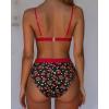 imageSUUKSESS Women High Waisted High Cut Bikini Set Sexy Triangle Two Piece Swimsuits1 Black Cherry