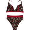 imageSUUKSESS Women High Waisted High Cut Bikini Set Sexy Triangle Two Piece Swimsuits1 Black Cherry
