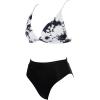 imageSUUKSESS Women High Waisted High Cut Bikini Set Sexy Triangle Two Piece Swimsuits1 Black White Tie Dye