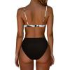 imageSUUKSESS Women High Waisted High Cut Bikini Set Sexy Triangle Two Piece Swimsuits1 Black White Tie Dye