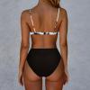 imageSUUKSESS Women High Waisted High Cut Bikini Set Sexy Triangle Two Piece Swimsuits1 Black White Tie Dye