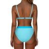 imageSUUKSESS Women High Waisted High Cut Bikini Set Sexy Triangle Two Piece Swimsuits1 Blue Color Block