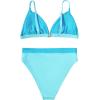 imageSUUKSESS Women High Waisted High Cut Bikini Set Sexy Triangle Two Piece Swimsuits1 Blue Color Block