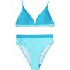 imageSUUKSESS Women High Waisted High Cut Bikini Set Sexy Triangle Two Piece Swimsuits1 Blue Color Block