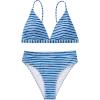imageSUUKSESS Women High Waisted High Cut Bikini Set Sexy Triangle Two Piece Swimsuits1 Blue White Stripe