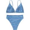 imageSUUKSESS Women High Waisted High Cut Bikini Set Sexy Triangle Two Piece Swimsuits1 Blue White Stripe