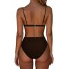imageSUUKSESS Women High Waisted High Cut Bikini Set Sexy Triangle Two Piece Swimsuits1 Deep Brown