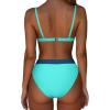imageSUUKSESS Women High Waisted High Cut Bikini Set Sexy Triangle Two Piece Swimsuits1 Green Blue