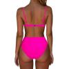 imageSUUKSESS Women High Waisted High Cut Bikini Set Sexy Triangle Two Piece Swimsuits1 Hot Pink