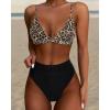 imageSUUKSESS Women High Waisted High Cut Bikini Set Sexy Triangle Two Piece Swimsuits1 Leopard Black