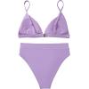 imageSUUKSESS Women High Waisted High Cut Bikini Set Sexy Triangle Two Piece Swimsuits1 Light Purple