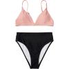 imageSUUKSESS Women High Waisted High Cut Bikini Set Sexy Triangle Two Piece Swimsuits1 Pink Black