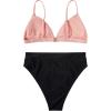 imageSUUKSESS Women High Waisted High Cut Bikini Set Sexy Triangle Two Piece Swimsuits1 Pink Black