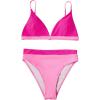 imageSUUKSESS Women High Waisted High Cut Bikini Set Sexy Triangle Two Piece Swimsuits1 Pink Color Block
