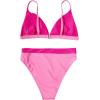 imageSUUKSESS Women High Waisted High Cut Bikini Set Sexy Triangle Two Piece Swimsuits1 Pink Color Block