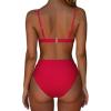 imageSUUKSESS Women High Waisted High Cut Bikini Set Sexy Triangle Two Piece Swimsuits1 Red