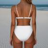 imageSUUKSESS Women High Waisted High Cut Bikini Set Sexy Triangle Two Piece Swimsuits1 White