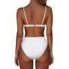 imageSUUKSESS Women High Waisted High Cut Bikini Set Sexy Triangle Two Piece Swimsuits1 White
