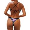 imageSUUKSESS Women High Waisted Thong Bikini Set Reversible String 2 Piece Swimsuit56 Black Floral White Striped