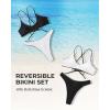 imageSUUKSESS Women High Waisted Thong Bikini Set Reversible String 2 Piece Swimsuit56 Black White