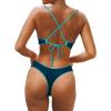 imageSUUKSESS Women High Waisted Thong Bikini Set Reversible String 2 Piece Swimsuit56 Green Blue
