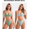 imageSUUKSESS Women High Waisted Thong Bikini Set Reversible String 2 Piece Swimsuit56 Green Striped