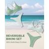 imageSUUKSESS Women High Waisted Thong Bikini Set Reversible String 2 Piece Swimsuit56 Green Striped