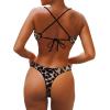 imageSUUKSESS Women High Waisted Thong Bikini Set Reversible String 2 Piece Swimsuit56 Leopard