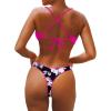 imageSUUKSESS Women High Waisted Thong Bikini Set Reversible String 2 Piece Swimsuit56 Pink Black Floral