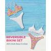 imageSUUKSESS Women High Waisted Thong Bikini Set Reversible String 2 Piece Swimsuit56 Pink Floral White