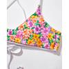 imageSUUKSESS Women High Waisted Thong Bikini Set Reversible String 2 Piece Swimsuit56 Pink Floral White