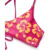 imageSUUKSESS Women High Waisted Thong Bikini Set Reversible String 2 Piece Swimsuit56 Pink Yellow Floral