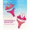 imageSUUKSESS Women High Waisted Thong Bikini Set Reversible String 2 Piece Swimsuit56 Pink Yellow Floral