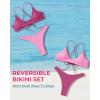 imageSUUKSESS Women High Waisted Thong Bikini Set Reversible String 2 Piece Swimsuit56 Purple Color Block