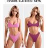 imageSUUKSESS Women High Waisted Thong Bikini Set Reversible String 2 Piece Swimsuit56 Purple Color Block