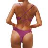 imageSUUKSESS Women High Waisted Thong Bikini Set Reversible String 2 Piece Swimsuit56 Purple Color Block