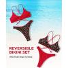 imageSUUKSESS Women High Waisted Thong Bikini Set Reversible String 2 Piece Swimsuit56 Red Cherry