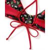 imageSUUKSESS Women High Waisted Thong Bikini Set Reversible String 2 Piece Swimsuit56 Red Cherry