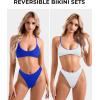 imageSUUKSESS Women High Waisted Thong Bikini Set Reversible String 2 Piece Swimsuit56 Royal Blue