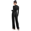 imageSUUKSESS Women Knit Long Sleeve Lounge Sets Ribbed Matching Comfy Two Piece SetsBlack